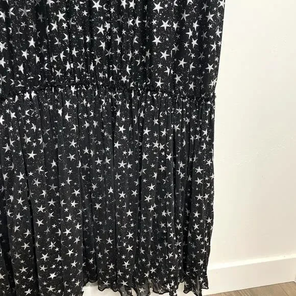 Cosmic Aura Star Silver Foil Mesh Tiered Maxi Dress Womens Plus 4X Whimsigoth 4 - Picture 6 of 11